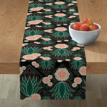 16in x 90in 1960 Bright Orange Fantastic Psychodelic Groove Wow Print Cotton Sateen Table Runner Roostery Tablerunner 